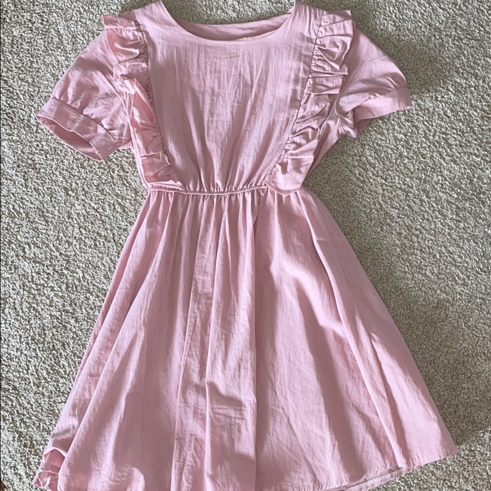 Light pink mini picnic dress with ruffles